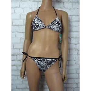 $120 Seekers Australia Black White Gold Tiger Print Bikini Set 8 NEW S505